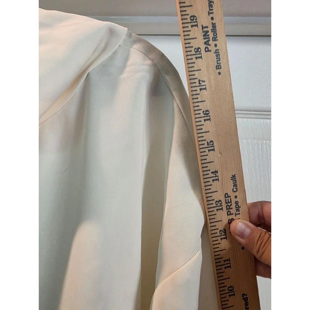 Chico's Shirt Womens 2 White Cowl Neck 3/4 Sleeve Solid Relaxed Fit Tunic Top